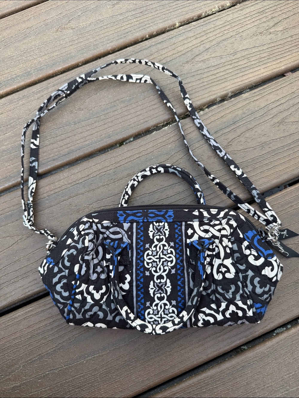 Vera Bradley “Canterbury Colbalt” Quilted Navy & White Patterned Tote Set 9 pcs - Picture 9 of 9